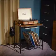 2Tier Record Player Stand Wooden Vinyl Record Holder w/ Storage Turntable Stand