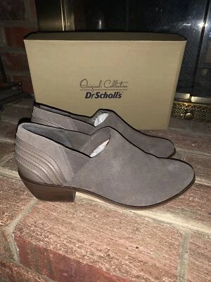 New Dr Scholl's Org Collection Jazzy Nickel Leather Suede Granny Ankle Boots 10