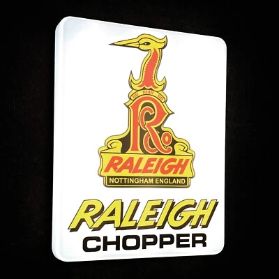 RALEIGH CHOPPER LED ILLUMINATED LIGHT UP BOX GARAGE SIGN BIKE BICYCLE BMX RETRO