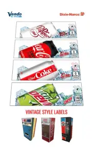 (5) "VINTAGE" SODA VENDING MACHINE 12 oz "CAN" Vend Labels (Flavor Strips)