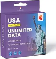 SimCorner USA Travel SIM Card (5G/4G Data,7 Days) - 3-in-1 Data SIM Card - Standard, Micro & Nano SIM Card - Unlimited Calls & SMS to US, Hawaiian Mobiles & Landlines - T-Mobile Prepaid SIM