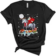 [Generic] Santa Riding Reindeer Horse, Awesome Christmas Farmer Animal Lover, X-mas Pajama Family Group Unisex T-Shirt
