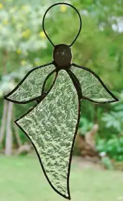 CRYSTALLINE ANGEL stained glass LEADLIGHT Suncatcher beautiful silver finish