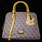 GUESS by Marciano SKYA Box Dome Satchel Bag Purse Handbag Monogram Bow Charm New
