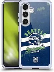 Head Case Designs Officially Licensed NFL Helmet Distressed Seattle Seahawks Logo Art Soft Gel Case Compatible with Samsung Galaxy S24 5G