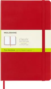 Moleskine - Classic Hard Cover Notebook - Plain - Large - Scarlet Red, (QP062F2)