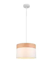 TAMBURA White Cloth Shade With Blonde Wood Trim 1 Light Pendant Medium - TAMBURA03