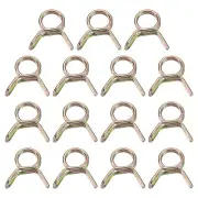 15Pcs Double Wire Spring Hose Clamps, 5mm Tube Clips, Color Zinc