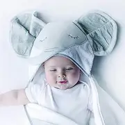 Bubba Blue Petit Elephant Novelty Hooded Bath Towel, Neutral Grey/White