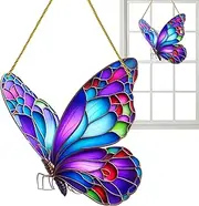 Colorful Sun Catcher - Window Bird Sun Catcher - Bird Stained Sun Catcher for Indoors, Kingfisher Butterfly Sun Catcher Decoration for Window