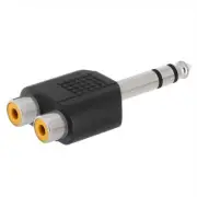 6.35mm 1/4" Stereo Plug to 2x RCA Jack Female Adapter Audio Converter Y Splitter