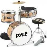 Pyle 13'' 3-Piece Kids/Junior Drum Set Metallic Striped Yellow Matt Drum Kit