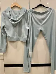 NEW Juicy Couture Women Tracksuit Pants & Hoodie Set Light Blue - SIZE XL