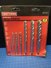 Craftsman 67441 7 Pc Rotary Masonry Drill Bit Set 3/16 1/4, 5/16, 3/8, 1/2, 3/8