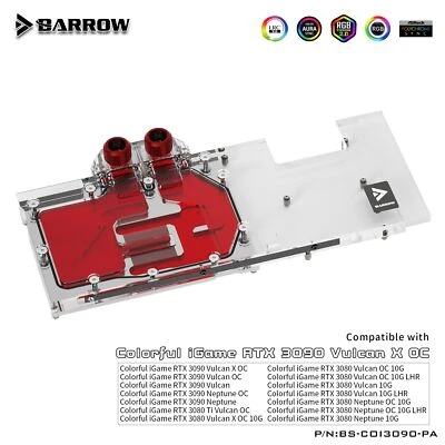 BARROW Water Block For Colorful iGame RTX 3080 TI 3090 Vulcan X OC/Neptune OC