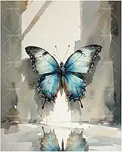 TAOPAOLAB Reflected Blue Butterfly Paint by Numbers Kit for Adults - DIY Blue Butterfly Reflection Painting on Canvas 16x20In, Acrylic Paint Set, Suitable for Beginners, Art for Home Decoration/Gifts