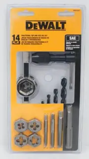 NEW - DeWalt DWA1452 14-Piece SAE Fractional Tap and Hex Die Set