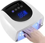 Cordless UV LED Nail Lamp, 96W Rechargeable Nail Lamp, UV Nail Light with 4 Timer Settings, Nail Polish Curing Gel LED Dryer, 42 Lamp Beads, Automatic Sensor, LCD Display, for Fingernail & Toenail