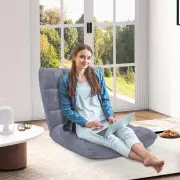 CostwayFloor Chair with Back Support with 14-Position Adjustable Back and Thick Sponge Padding-Grey