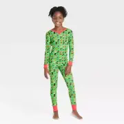 Kids Multi Santa Print Pajama Set Size 12 Wondershop Matching Family Green