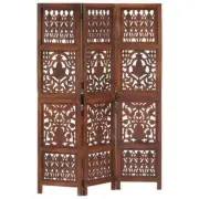 Hand Carved 3-Panel Room Divider Folding Privacy Screen Stand Solid Mango Wood
