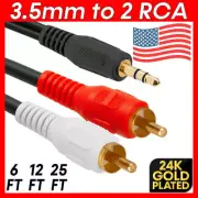 3.5mm to RCA Cable 2RCA to AUX Cord 2-RCA to 3.5mm Adapter Stereo Audio Y-Cable