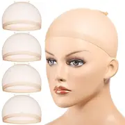 HD Wig Cap 4PCS Ultra Thin Wig Caps Light Brown Nylon Wig Caps for Women Stretchy Natural Transparent HD Wig Caps for Lace Front Wigs Summer Wear Comfortable W