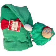 Christmas Towel Kids Elf Bath Hooded wrap On The Shelf Loofah Green & Red