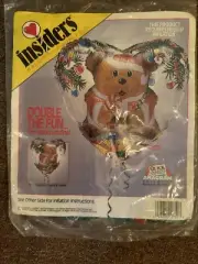 Vintage 1990 Insiders Balloon Doubles 24" Heart Shape Christmas Bear Inflatable