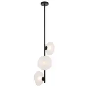 Zecca 3Lights Black Pendants Lights Frost Vertical Hanging Lighting Telbix