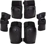 Adult/Child Knee Pads Elbow Pads Wrist Guards Set, Knee Pad for Kids, Skate Guards, 3 in 1 Protective Gear Set for Skateboarding Roller Biking Roller Skating Cycling Outdoor Sports (Black S)