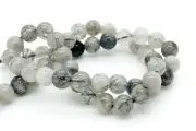 Natural Black Hair Rutilated Quartz Smooth Polished Round Gemstone Bead RN90