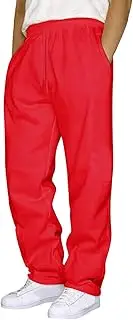 [Generic] Men's Drawstring Sweatpants Waist Straight Wide Leg Baggy Pants Relaxed Fit Workout Athletic Sweatpants with Pocket