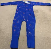 Bonds BNWT 2019 Blue Ribbed Zippy With Red Panda - Size 2 (18-24 months)