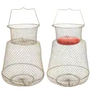 2 Pack Floatable Galvanized Steel Wire Fish Baskets, Collapsible Floatable Wi...