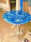 Blue agate coffee table top, Agate stone center table, modern furniture decor