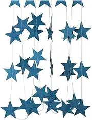 Bunting Flags 4M 7cm Paper Garland Star String Flag Shower Bunting Hanging Paper Happy Birthday Wedding Party Home Decoration Bunting (Size : Blue)