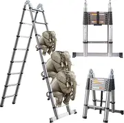 Telescopic Ladder Multi-Purpose Stainless Steel Telescoping Folding Ladder Extension Extend Portable Single Straight Foldable Ladder Loft Attic Climb Tool EN131 Standards