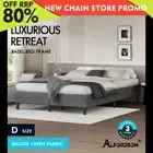 ALFORDSON Bed Frame Double Size Mattress Base Foundation Grey Fabric BASEL