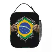 c154 Brazil National Flag Lunch Bags Insulated Lunch Tote Portable Bento Box Leakproof Picnic Bags for Woman Work Children School k154