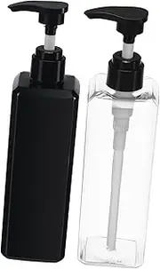 2Pcs Refillable Pump Bottles for Shampoo Shower Gel and Lotion Sleek Modern Design with Secure Screw Caps Transparent Containers for Home and Professional Use