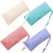 FOYTOKI Exfoliating Soap Bag 4pcs Mesh Soap Pouch Drawstring for Travel Sturdy Slip-resistant Easy Foam Generation Body Face Cleaning
