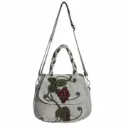Fashion national string appliques women shopping handbags Nice prints lady multi-use shoulder bags small Original canvas bag