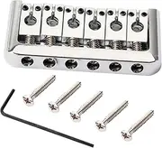 Mikinona 6 Silver Guitar Bridge Tailpiece with Saddles Standard String Spacing Easy Installation Compatible with Tl Style Electric Guitars Replacement Accessory for Musicians