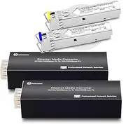 1 Pair Gigabit Fiber Ethernet Media Converter, Bidi Single-Mode LC Fiber, Single Port Transceiver Module, 1310/1550nm, 20km, 1.25G SFP Slot to RJ45, Compatible with 100/1000BASE-SX