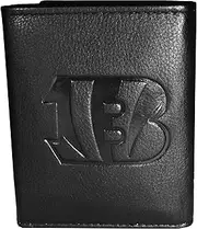 Siskiyou Sports NFL Cincinnati Bengals Embossed Leather Tri-fold Wallet, One Size, Black