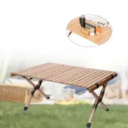 Folding Camping Table Wood Roll Up Portable Outdoor Picnic BBQ Desk Beach Table