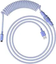 HyperX Coiled Cable - Durable Coiled Cable, Stylish Design, 5-Pin Aviator Connector, USB-C to USB-A - Light Purple