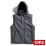 【EDWIN】男裝 異素材剪接鋪棉背心(灰色)