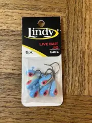 Lindy Live Jig Size 1/4oz-1ea 6pk-Blue/Red-Brand New-SHIPS N 24 HOURS